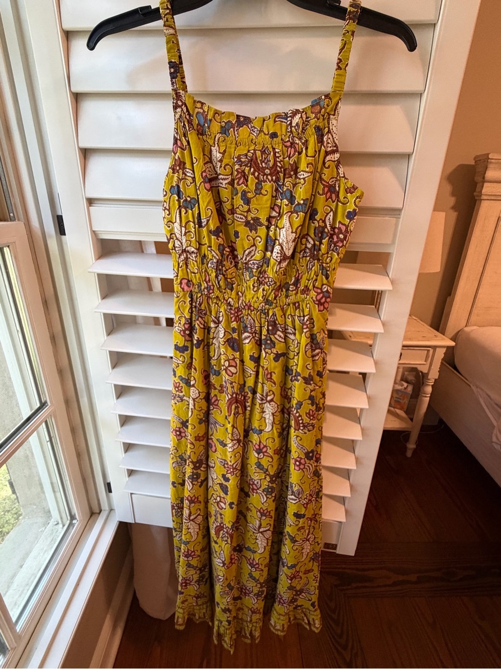 Cleobella Yellow Floral Maxi Dress with Smocked Waist
